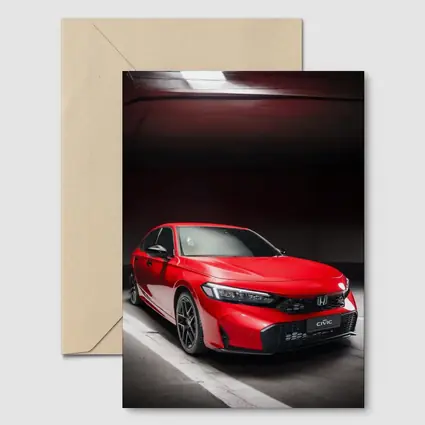 Honda Civic Red Car Dark Garage