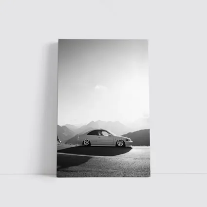 Honda Civic Stance Black White Mountain Background