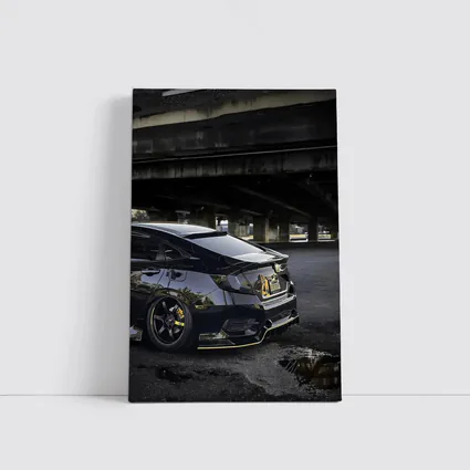 Black Honda Civic Under Urban Bridge Night