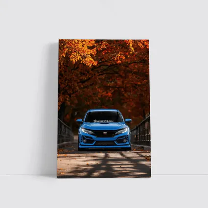 Honda Civic Blue Front Autumn Trees