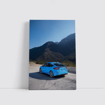 Honda Civic Blue Rear Mountain Backdrop