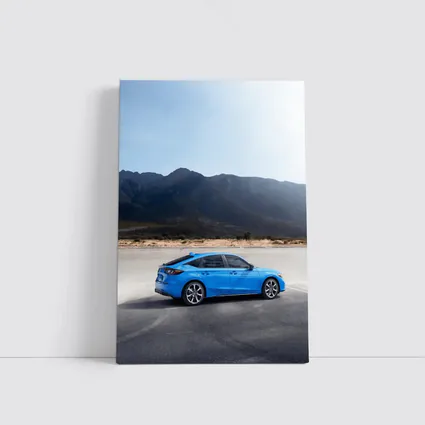 Honda Civic Blue Hatchback Desert Mountains