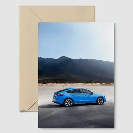 Honda Civic Blue Hatchback Desert Mountains