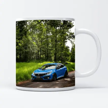 Blue Honda Civic Type R Forest Road