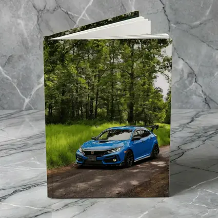 Blue Honda Civic Type R Forest Road