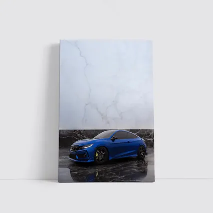 Honda Civic Blue on Marble Background