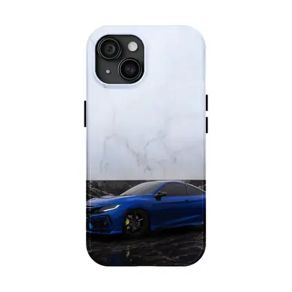 Honda Civic Blue on Marble Background