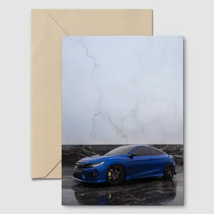 Honda Civic Blue on Marble Background