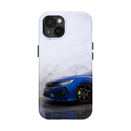 Honda Civic Blue Car Marble Background