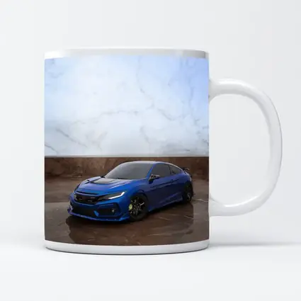 Honda Civic Blue Car on Marble Background