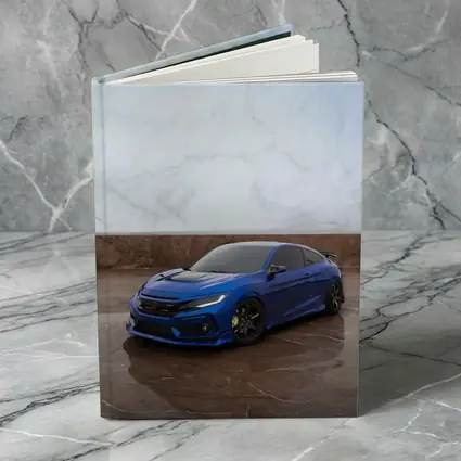 Honda Civic Blue Car on Marble Background