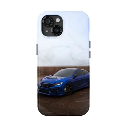 Honda Civic Blue Car on Marble Background