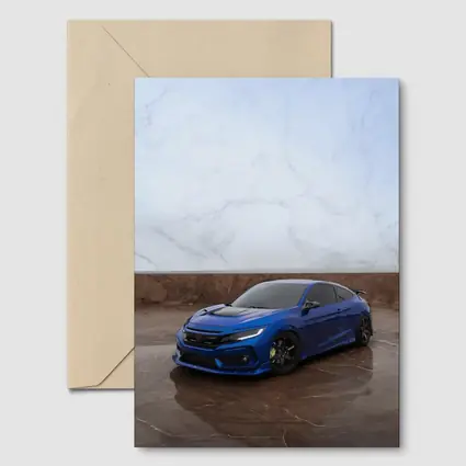 Honda Civic Blue Car on Marble Background