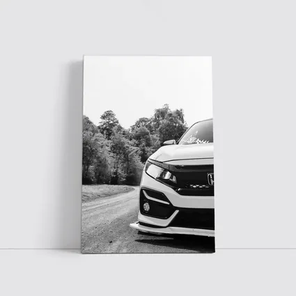 Honda Civic Front Close Up Forest Road