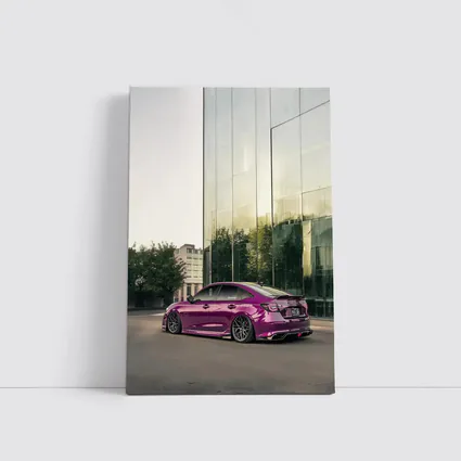 Honda Civic Purple Chrome Stance Glass Building