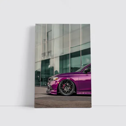 Purple Honda Civic Si Glass Building