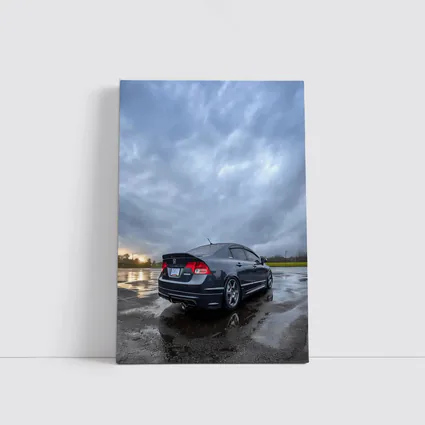 Honda Civic Sedan Wet Parking Lot Cloudy Sky