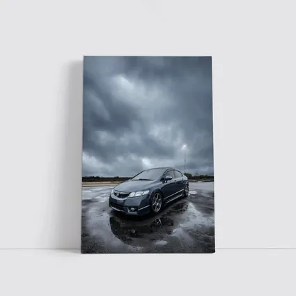 Honda Civic Sedan Wet Parking Lot Overcast