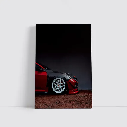Honda Civic Red Black Wide Body Dark Background