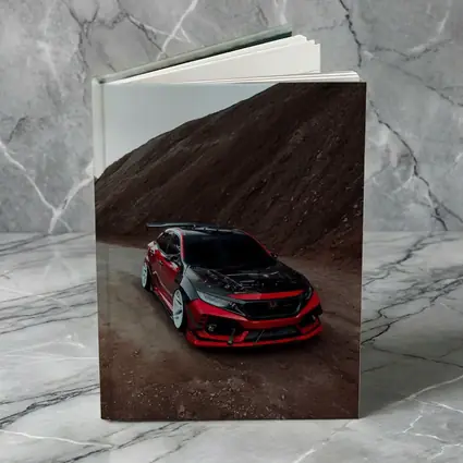 Honda Civic Red Modified Car Mountain Backdrop