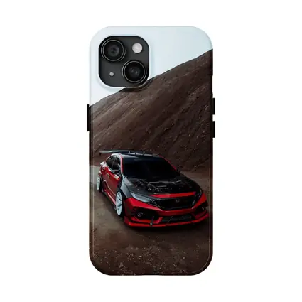 Honda Civic Red Modified Car Mountain Backdrop