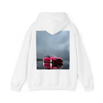 Red Honda Civic Stance Rainy Gray Sky