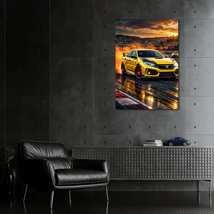 Honda Civic Type R Yellow Track Drift
