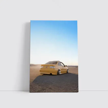 Honda Civic Yellow Stance Desert Scene