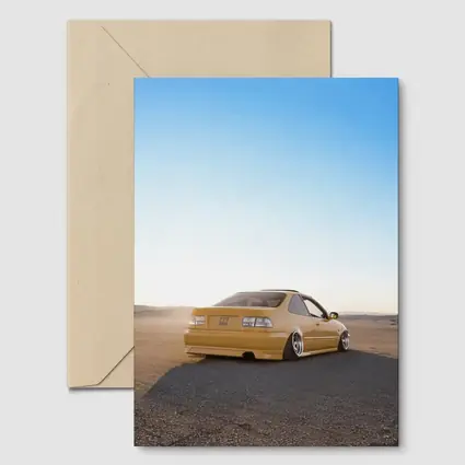 Honda Civic Yellow Stance Desert Scene