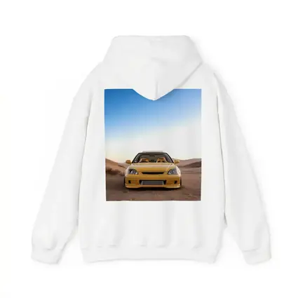 Yellow Honda Civic Tuned Desert Sand Background