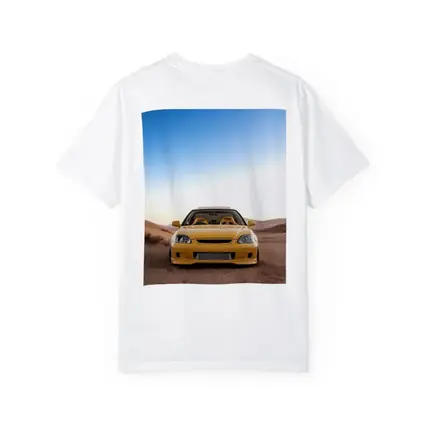 Yellow Honda Civic Tuned Desert Sand Background