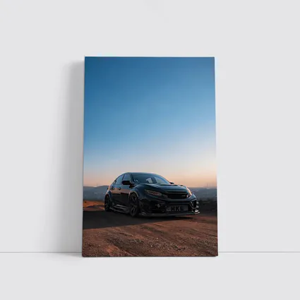 Black Honda Civic Type R Sunset Sky