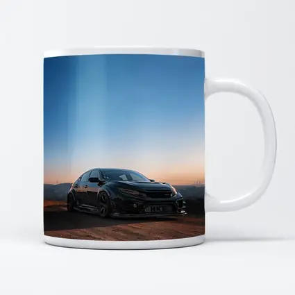 Black Honda Civic Type R Sunset Sky