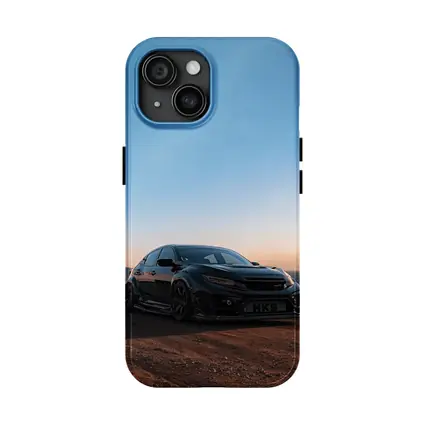 Black Honda Civic Type R Sunset Sky