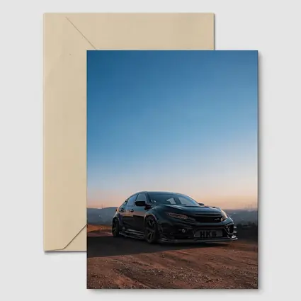 Black Honda Civic Type R Sunset Sky