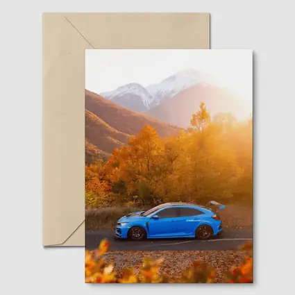 Honda Civic Type R Blue Autumn Mountains