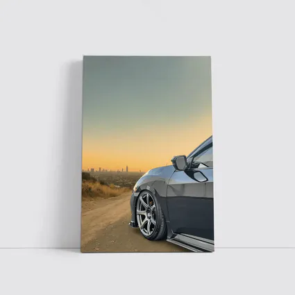 Honda Civic Grey Stance City Sunset View