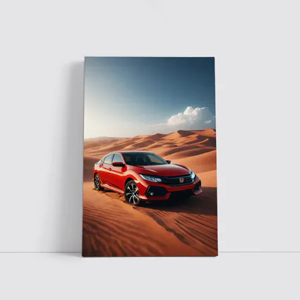 Honda Civic Red Car Desert Dunes
