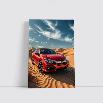 Honda Civic Red Car Desert Sand Dunes
