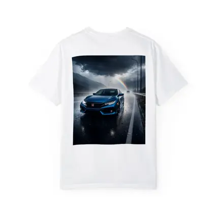 Honda Civic Blue Rain Stormy Road Drive