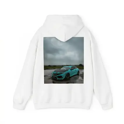 Honda Civic Slammed Teal Wet Pavement Clouds