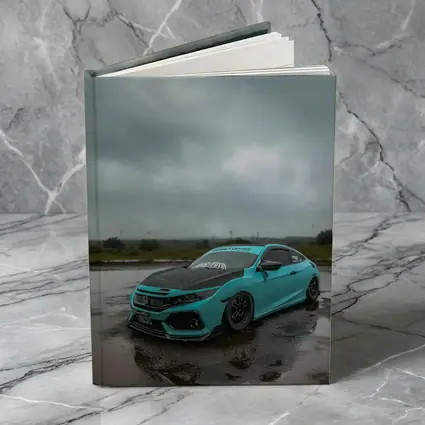 Honda Civic Slammed Teal Wet Pavement Clouds