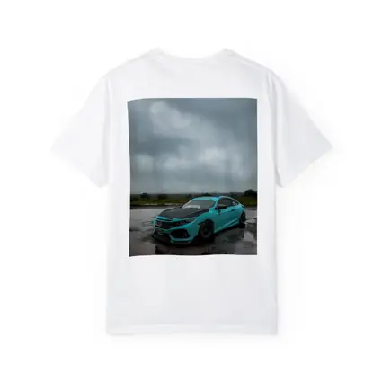 Honda Civic Slammed Teal Wet Pavement Clouds