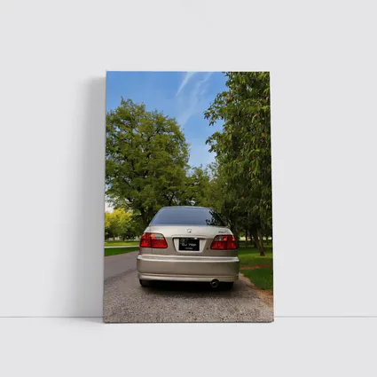 Honda Civic Sedan Rear View Green Trees
