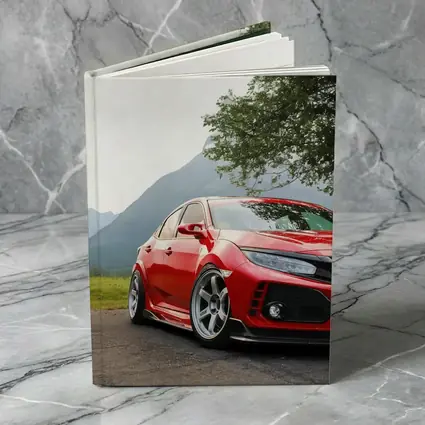 Red Honda Civic Stance Mountains Green Trees