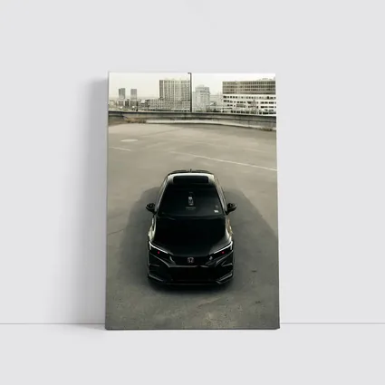 Black Honda Civic Rooftop Parking Urban Setting