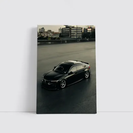 Black Honda Civic Stance Build Urban Rooftop