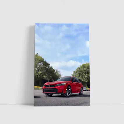 Red Honda Civic Sedan Parked Outdoors