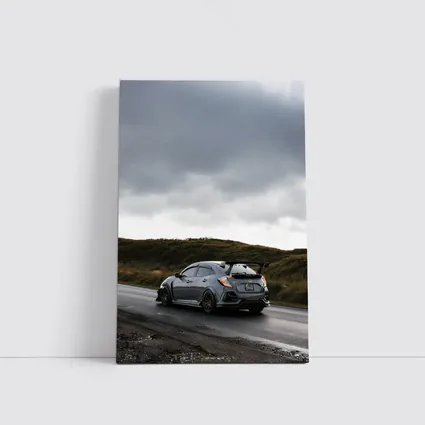 Honda Civic Type R Gray Wet Road