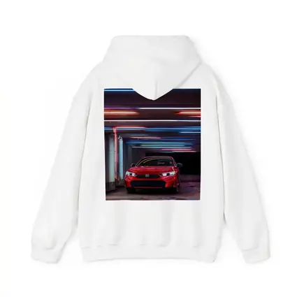 Honda Civic Red Neon Lights Parking Garage